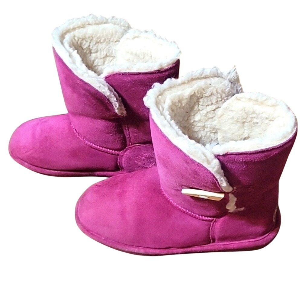 Bearpaw Abigail Youth Girls Magenta Pink Suede Toggle Winter Boots Size 4
